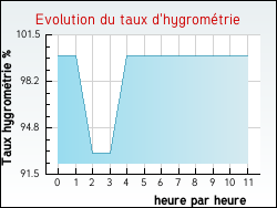 Evolution du taux d'hygromtrie de la ville Champagnat